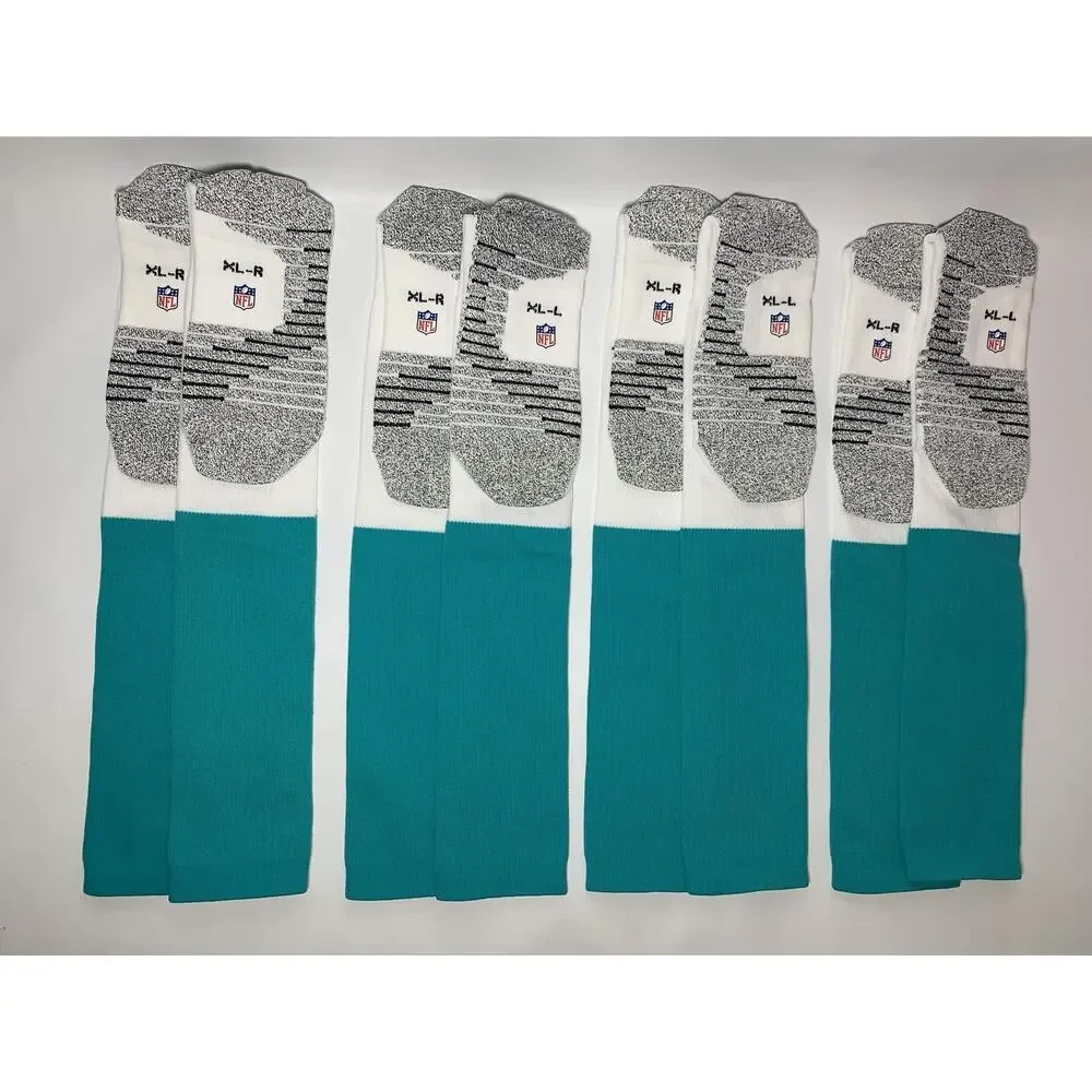 Nike Miami Dolphins Team Issued On Field Socks XL Lot of 4 Pairs New